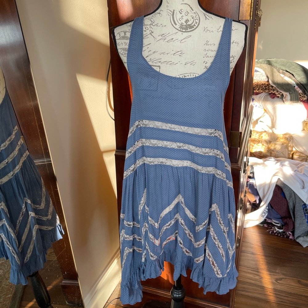 Free People Blue Dot tunic size medium